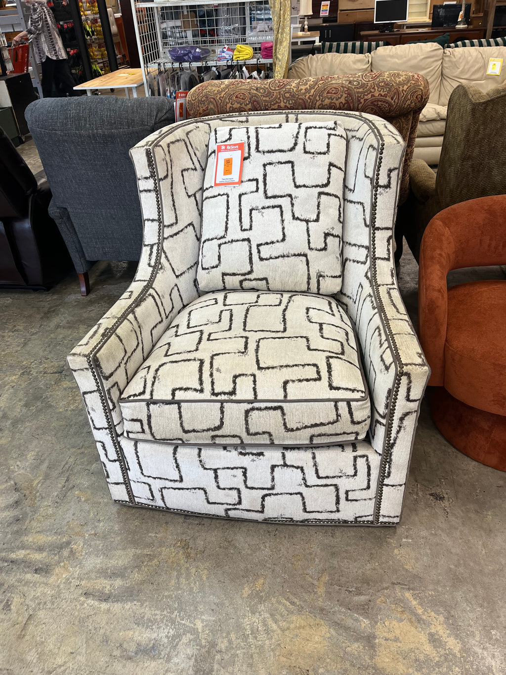 White black swirl chair