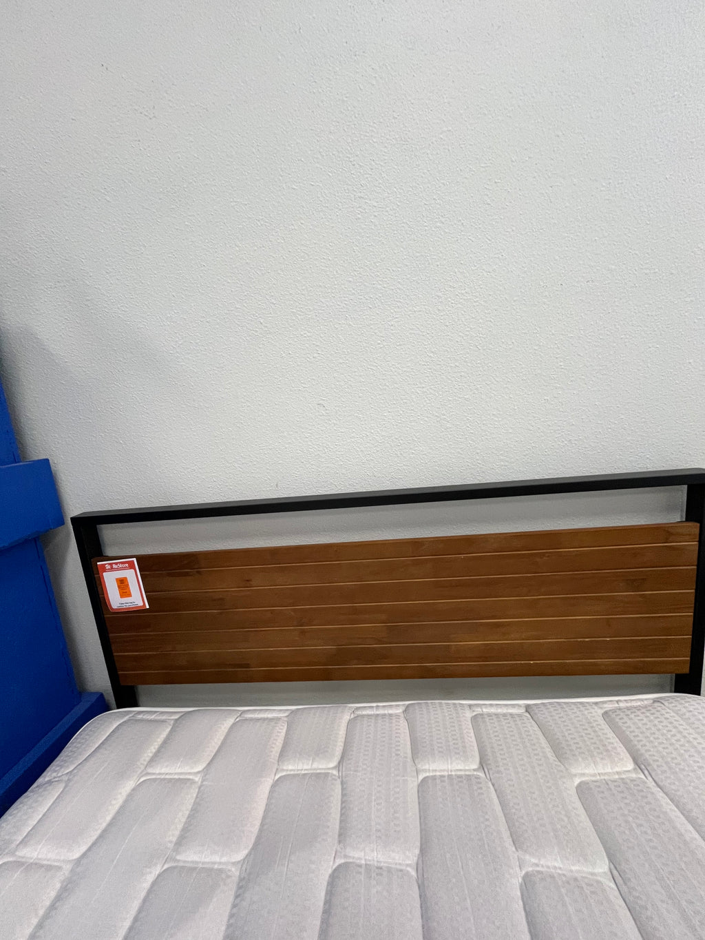 Queen wood and black platform bedframe