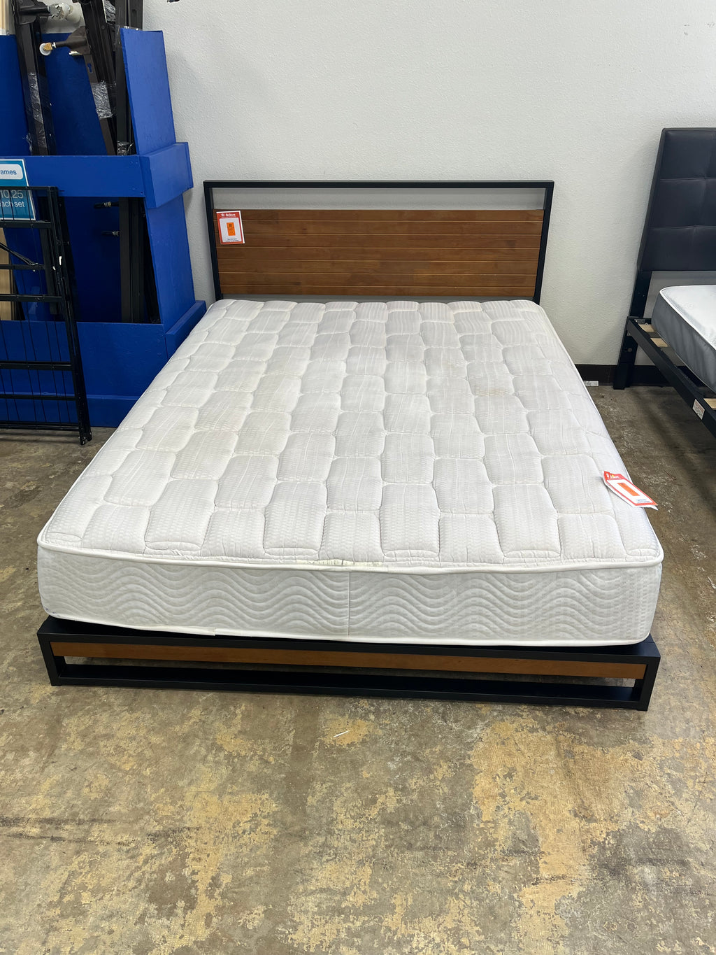 Queen wood and black platform bedframe