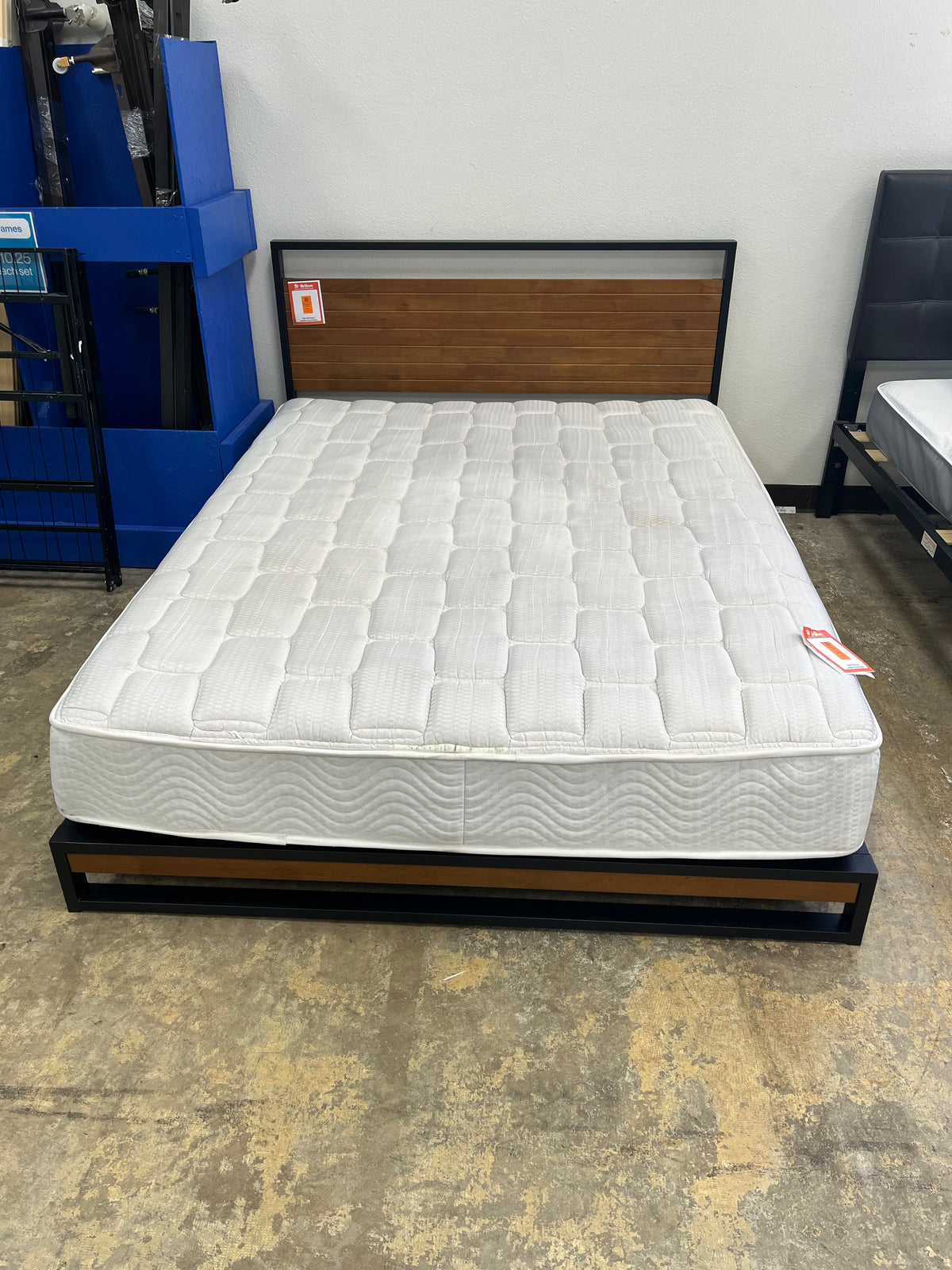 Queen wood and black platform bedframe