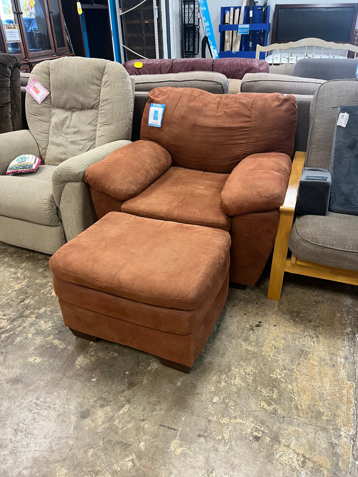Leather chair&ottoman